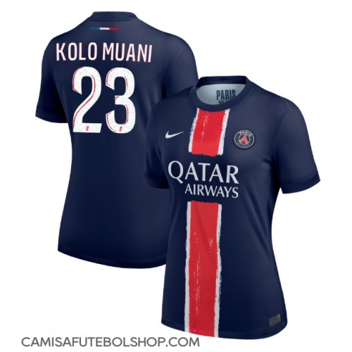 Camisa de time de futebol Paris Saint-Germain Randal Kolo Muani #23 Replicas 1º Equipamento Feminina 2024-25 Manga Curta